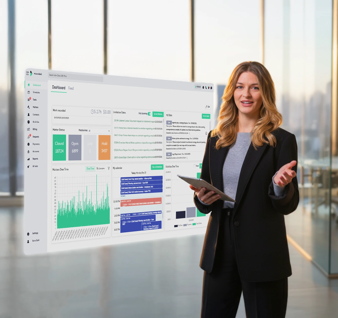 Woman presenting law practice software