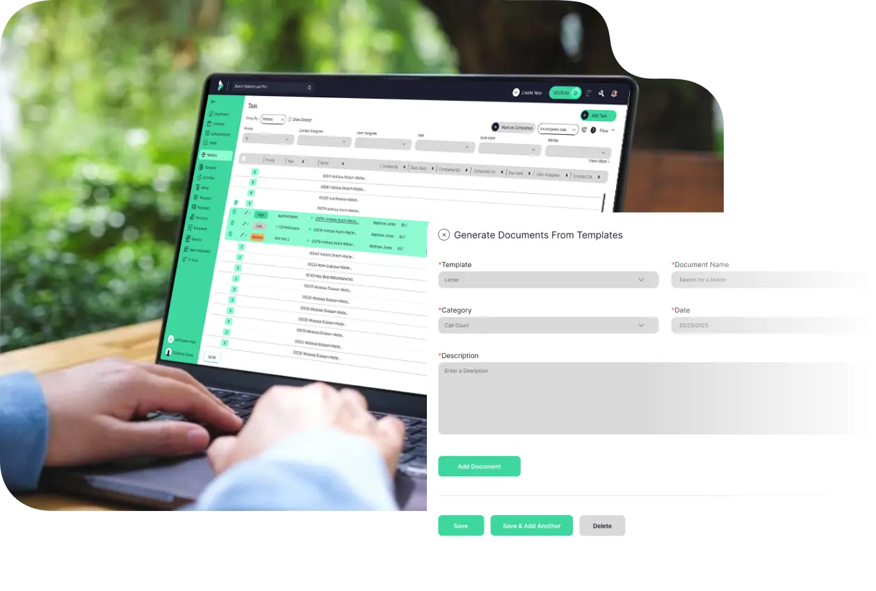 Document management application user interface